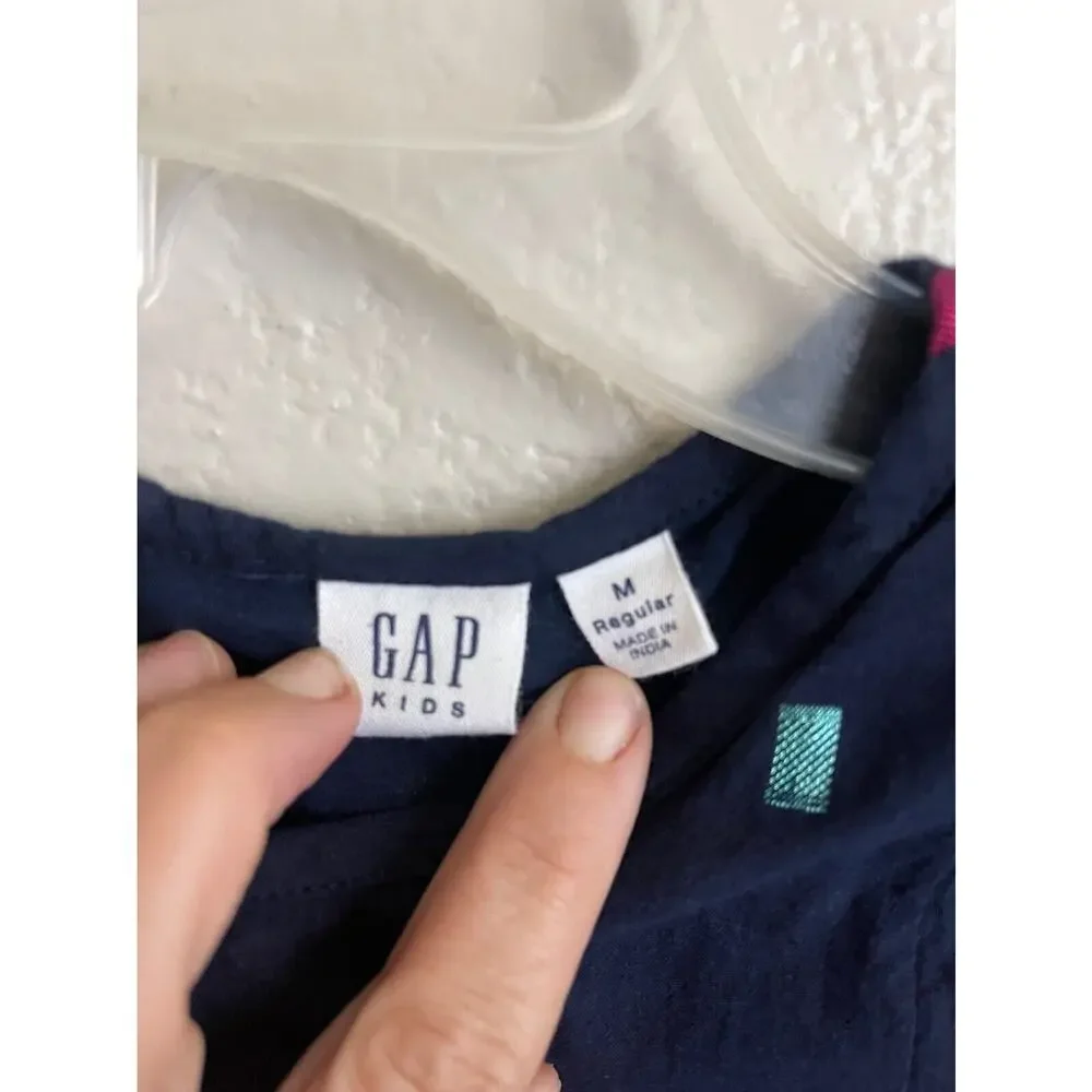 GAP KIDS‎ Cotton Fit 'n Flare Dress Navy Blue Metallic Confetti Polka Dot Medium